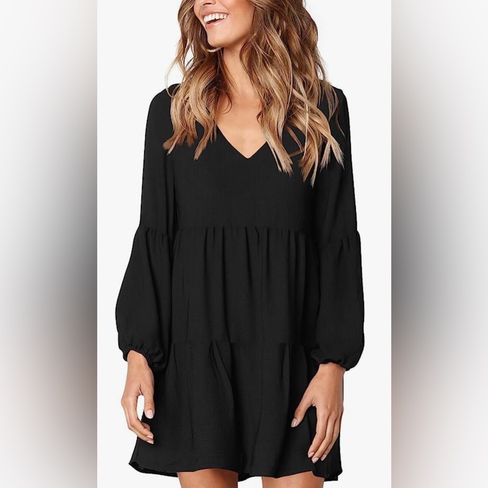 Summer Tunic Dress V Neck Casual Loose Flowy Swing Shift Dresses